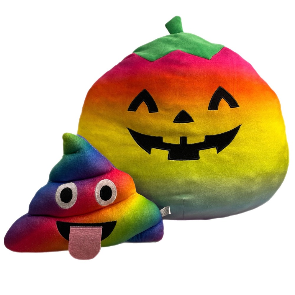 Halloween Staley Squishmallow jumbo 16" rainbow ombré jack-o'-lantern poop emoji